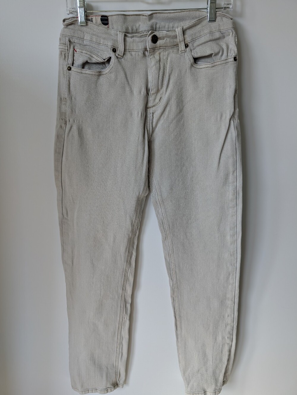 Marine Layer Slim Straight Jeans in Off-White / Natural Denim - 32
